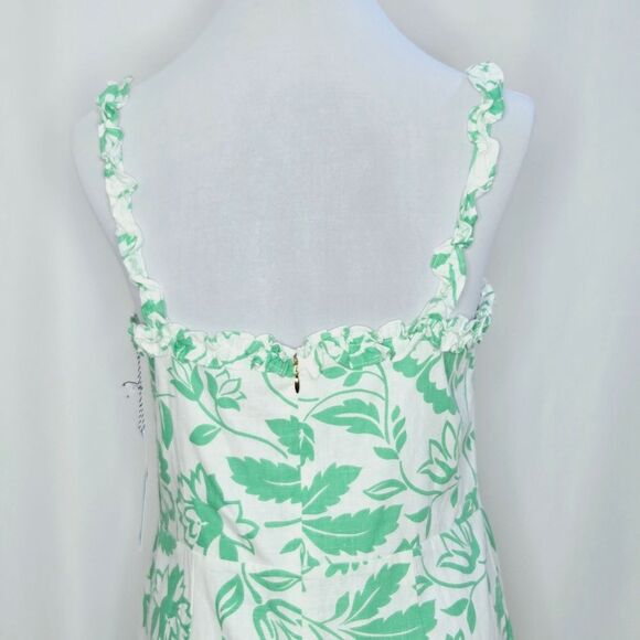 Draper James RSVP Linen Blend Floral Ruffled Neck Midi Dress Size 14 - Picture 9 of 13